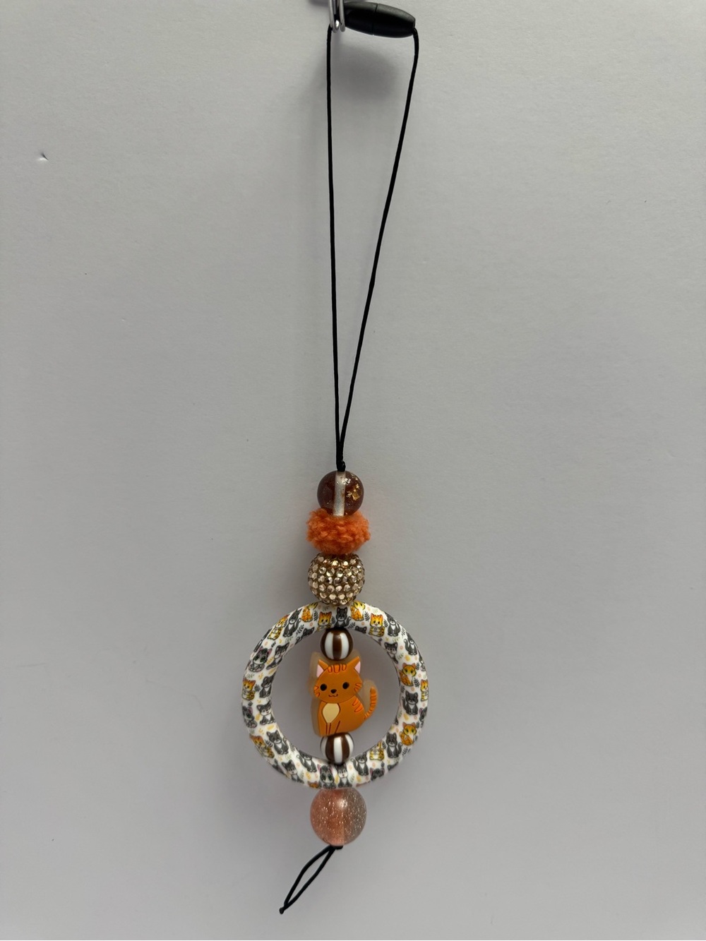 Whimsical Orange Cat Rearview Mirror Charm - Cute Animal Accent